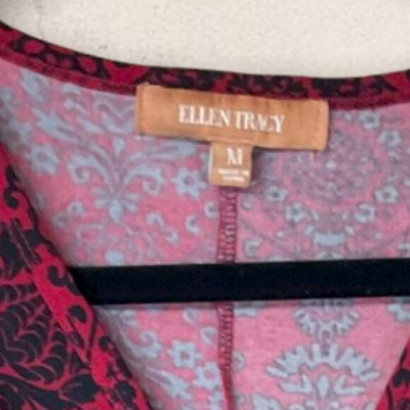 ELLEN Tracy 3/4 Length Sleeve Demask Top With Center Embellishment Size M - Picture 4 of 5